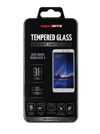 Защитное стекло для Xiaomi Redmi Note 4 SMARTERRA TEMPERED GLASS (0,33мм, пластиковый бокс)