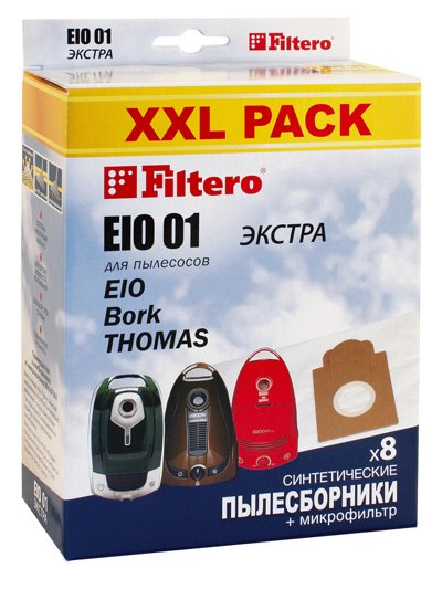 Мешки-пылесборник Filtero EIO 01 (S-bag) XXL Pack ЭКСТРА, 8 шт + микрофильтр, синтетические