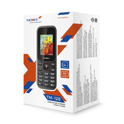 Мобильный телефон TeXet TM-128 чёрный-красный