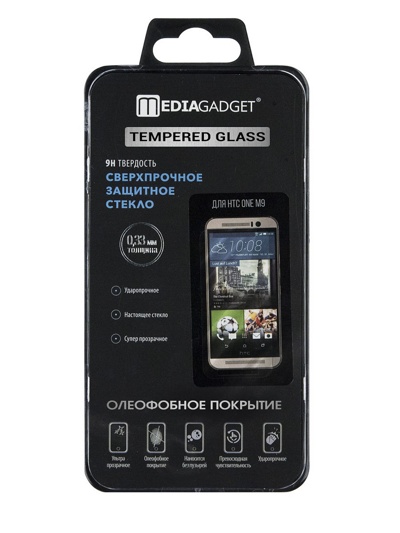 Защитное стекло для телефона HTC One M9 MediaGadget TEMPERED GLASS ( 0.33 mm, закр. края )