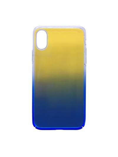 Чехол-накладка SMARTERRA COLORFLOW для iPhone X прозрачный синий-жёлтый