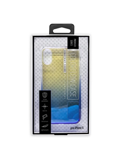 Чехол-накладка SMARTERRA COLORFLOW для iPhone X прозрачный синий-жёлтый