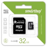 Карта памяти SmartBuy MicroSDHC 32Gb Class 10 + SD adapter (SB32GBSDCL10-01)  - фото