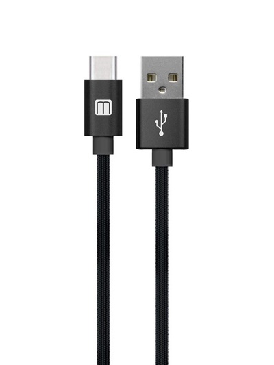 USB - кабель MEDIAGADGET U-TC12  2.0 USB - USB TYPE C (черный, 1м, нейлон, металлический коннектор)