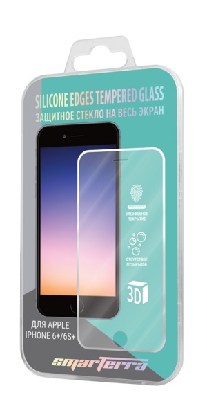 Защитное стекло для apple iPhone 6 Plus / 6S Plus Smarterra Full Cover TEMPERED Glass SE на весь экран (силиконовый край)